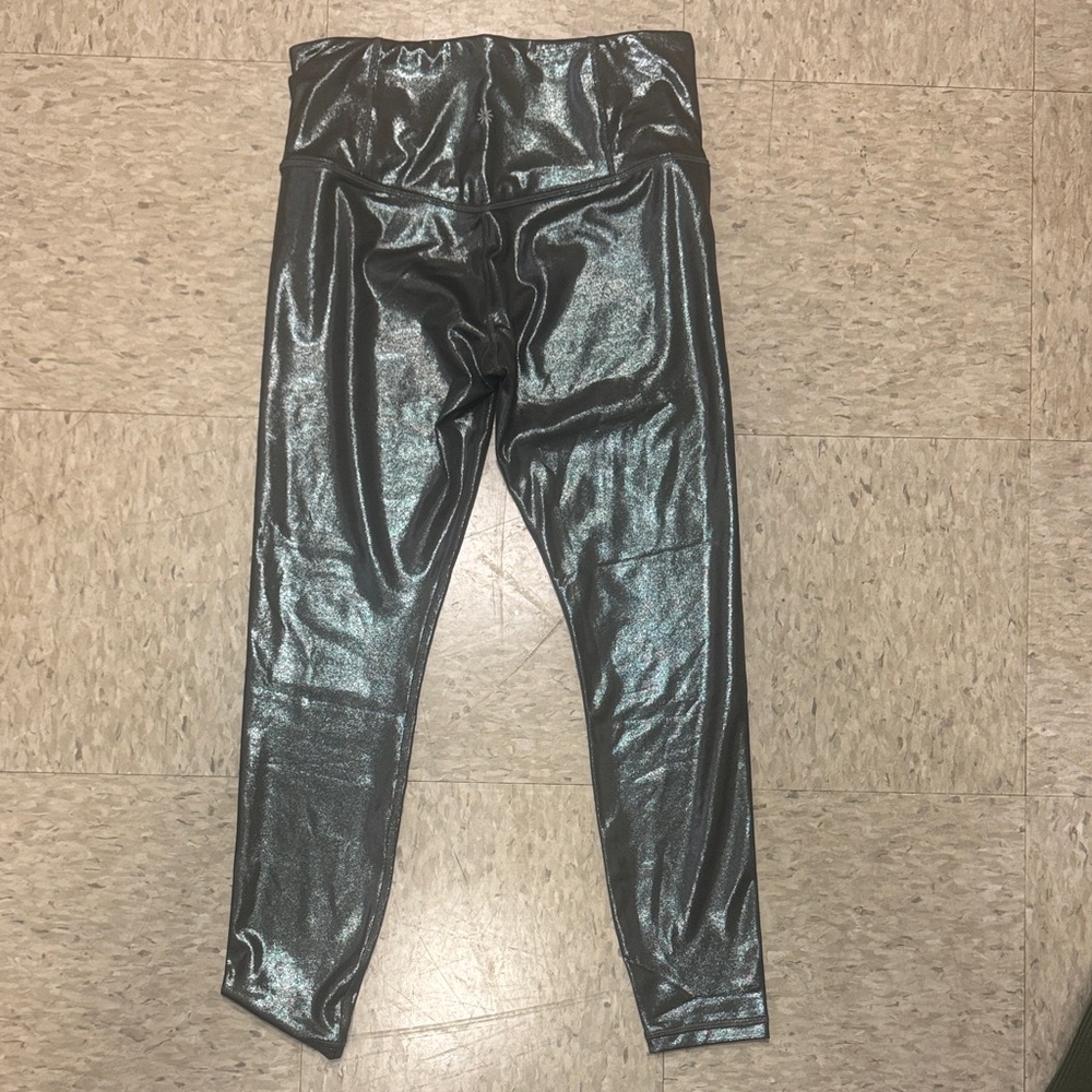 Athleta women’s Metallic Black Leggings